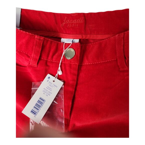 NWT JACADI Paris Madison Girl's Corduroy Sz 8 Yrs Red Skinny Slim Jeans French - Picture 2 of 10